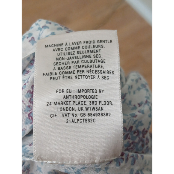 Anthropologie Moulinette Soeurs Silk & Cotton Faux Wrap Blouse Size 10 - Picture 8 of 8